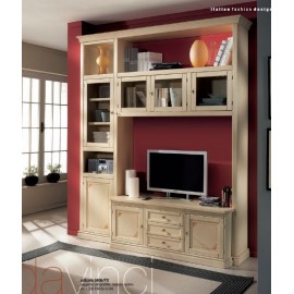 parete legno massello soggiorno porta tv libreria l 200 p 40/55 h 249