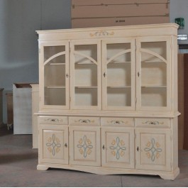 Mur verre FENÊTRE DE BASE DRESSER + LIFT 4 ANTE DÉCORÉ IVORY brossé - codluis 1038