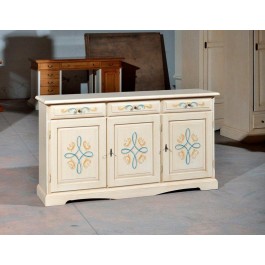CABINET 3 PORTES EN BOIS DECORE IVORY brossé - codluis 1039