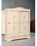 ARMOIRE 2 PORTES AVEC BOIS ET ANTIQUE IVORY PEINT DECORE - codluis 1086