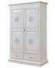 ARMADIO 2 PORTE INTAGLIATO 2 CASSETTI BIANCO ANTICATO - codluis 1088