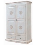 ARMADIO 2 PORTE INTAGLIATO 2 CASSETTI BIANCO ANTICATO - codluis 1088