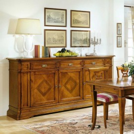 CREDENZONE L 240 P 532 H 112 LEGNO MASSELLO CON O SENZA INTARSIO