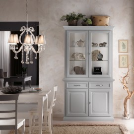 CREDENZA VETRINA IN LEGNO MASSELLO L 124 P 52 H 223