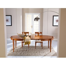 TAVOLO LEGNO MASSELLO OVALE ALLUNGABILE A 250X110