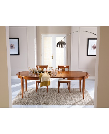 TAVOLO LEGNO MASSELLO OVALE ALLUNGABILE A 250X110