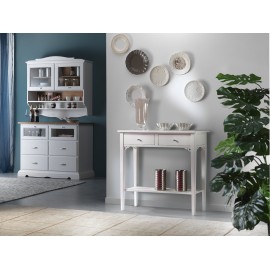 CONSOLA TABLA 2 cajones LACCATA MADERA BLANCO DE ENTRADA L. 90 cm