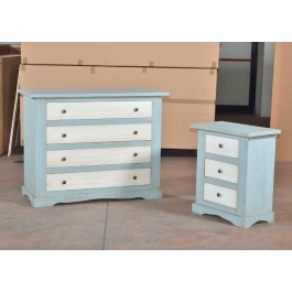 Como 2 COMODINI MADERA CON CERA CON RECUBRIMIENTO AZUL ANTIGUO - 1143 codluis