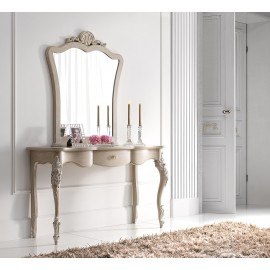 CONSOLLE E SPECCHIO IN LEGNO MASSELLO 142P46H83