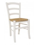 Sedia con fondino paglia, laccato bianco  L.43 H.88 P.42 HS.47