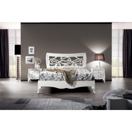 LETTO E DUE COMODINI IN LEGNO MASSELLO VARI COLORI CHANTAL