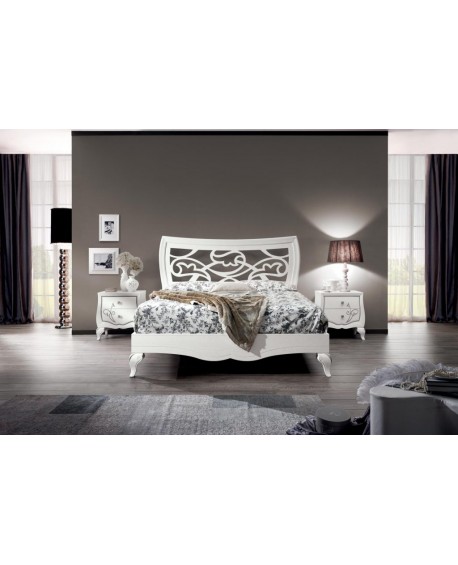 LETTO E DUE COMODINI IN LEGNO MASSELLO VARI COLORI CHANTAL