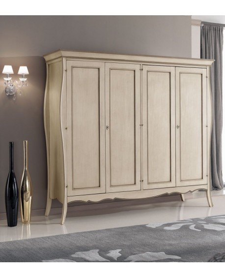 ARMADIO 4 P. SMONTABILE CON RIPIANO INTERNO LEGNO MASSELLO VARI COLORI L. 235 P. 64 H. 212