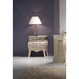 comodino in legno massello bombato decorato vari colori