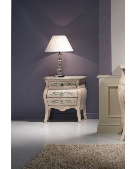 comodino in legno massello bombato decorato vari colori