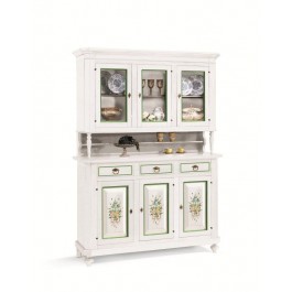 Mur verre CABINET DE BOIS BASE + LIFT BLANC FLEURS DÉCORÉ MATT GREEN - codluis 333