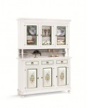 Mur verre CABINET DE BOIS BASE + LIFT BLANC FLEURS DÉCORÉ MATT GREEN - codluis 333