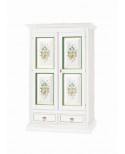 ARMADIO LEGNO BIANCO OPACO DECORATO FIORI VERDE - codluis 341