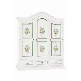 CABINET DU BOIS BLANC MATT FLEURS DÉCORÉ VERT - codluis 342