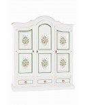 CABINET DU BOIS BLANC MATT FLEURS DÉCORÉ VERT - codluis 342