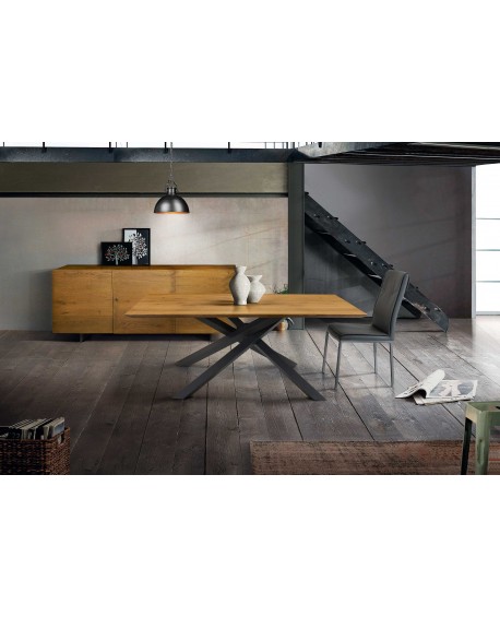 Tavolo rovere nodato finitura grano   250x100 sp.4 fisso