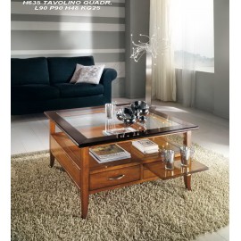 TAVOLINO QUADRATO 2 CASSETTI 2 TIRETTI L.90 H.48 P.90