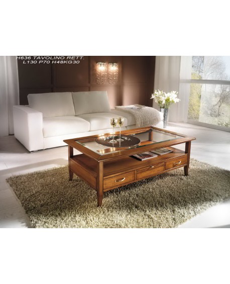 TAVOLINO RETT.RE 4 CASSETTI E 2 TIRETTI L.130 H.48 P.70