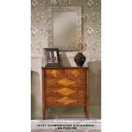 COMONCINO 5 CASSETTI CON INTARSIO ROMBO IN ACERO L.88 H.95 P.43
