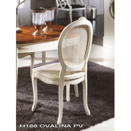 SEDIA OVALINA CON INTAGLIO CON P.V. SU SCHIENALE E SEDUTA  IN P.V.