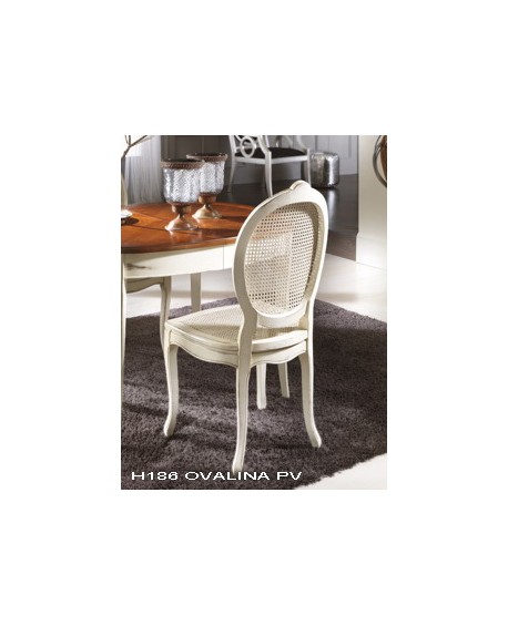 SEDIA OVALINA CON INTAGLIO CON P.V. SU SCHIENALE E SEDUTA  IN P.V.