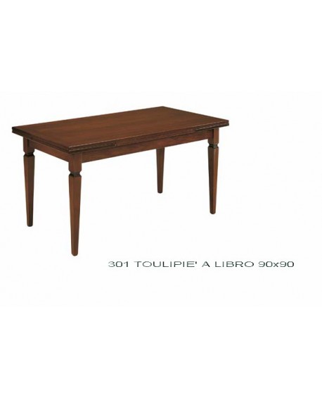 TAVOLO TANGANICA A LIBRO + FASCIA 90X90 GAMBA SPILLO