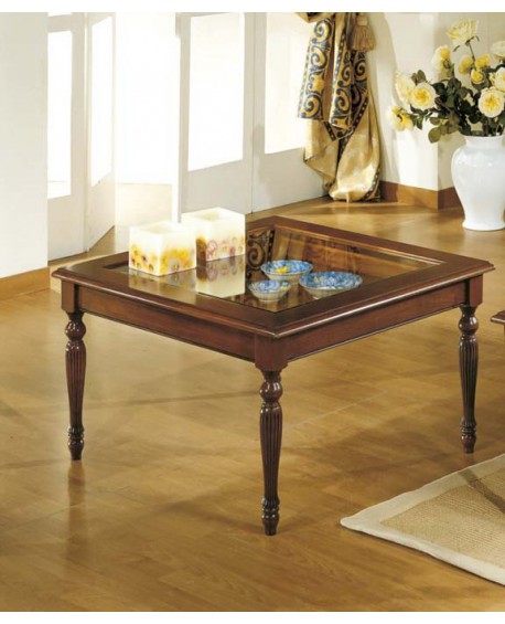 TAVOLINO QUADRATO A BACHECA RIGATO SMONTABILE L.80 H.48 P.80