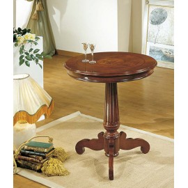 TAVOLINO ROTONDO RIGATO CON PIANO NOCE INTARSIO REGINA DIAM.70 H.78