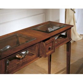 TAVOLINO A VETRI CON CASSETTO CENTRALE L.110 H.48 P.55