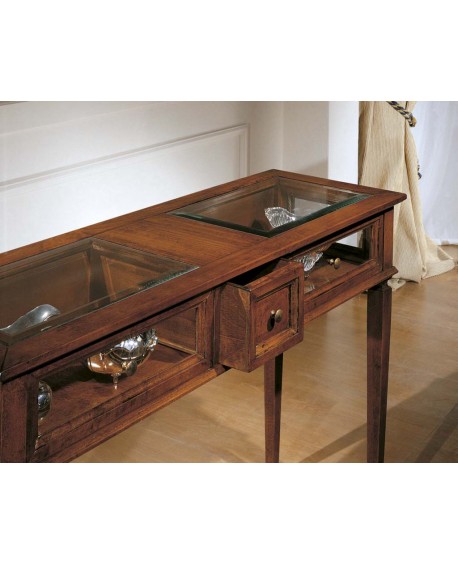 TAVOLINO A VETRI CON CASSETTO CENTRALE L.110 H.48 P.55