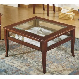 TAVOLINO RETT.RE A BACHECA VETRI LATERALI L.80 P.80 H.48