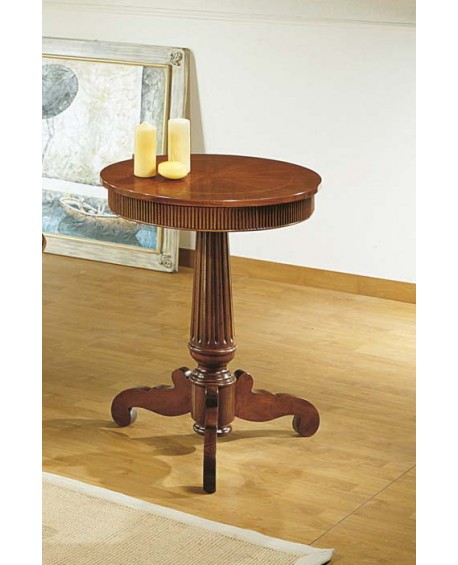 TAVOLINO ROTONDO RIGATO CON PIANO SPINAPESCE E FILETTO DIAM. 60 H.75
