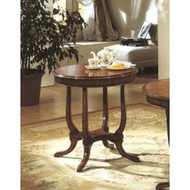 TAVOLINO ROTONDO IN NOCE CON BASE ZIGRINATA DIAM. 70 H.74