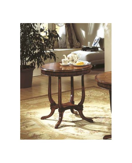 TAVOLINO ROTONDO IN NOCE CON BASE ZIGRINATA DIAM. 70 H.74