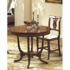 TAVOLINO ROTONDO IN NOCE CON BASE ZIGRINATA DIAM. 90 H.75