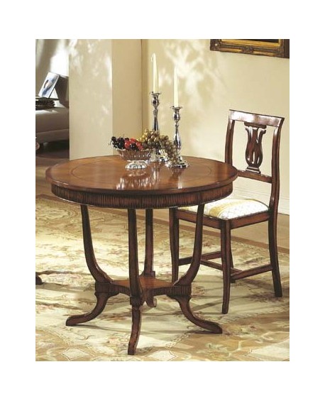 TAVOLINO ROTONDO IN NOCE CON BASE ZIGRINATA DIAM. 90 H.75