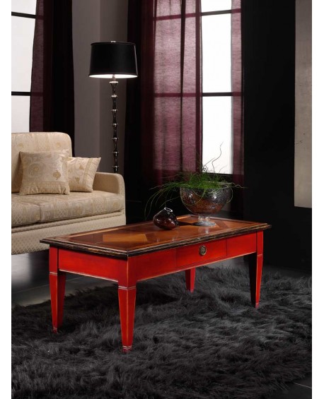 TAVOLINO RETT. PIANO PARQUET IN CILIEGIO MASSELLO C/CASS. L.110 H.45 P.55