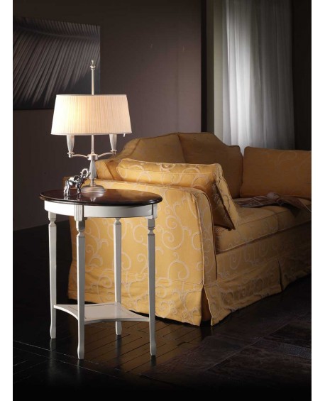 TAVOLINO OVALE IN CILIEGIO MASSELLO CON PIANO SPINAPESCE L.60 H.69 P.44