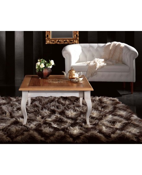 TAVOLINO QUADRATO '700 INT. MARGHERITA E GAMBE SMONTABILI L.90 H.48 P.90