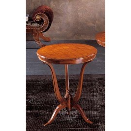 TAVOLINO ROTONDO INGLESE INTARSIO SCACCHI DIAM.60 H.73