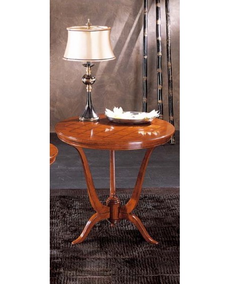 TAVOLINO ROTONDO INGLESE INTARSIO SCACCHI DIAM.80 H.77