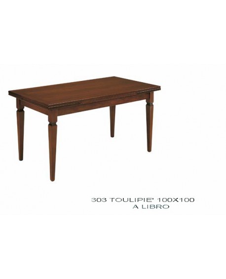 TAVOLO TANGANICA A LIBRO + FASCIA 100X100 GAMBA SPILLO