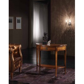 CONSOLLE MEZZALUNA CILIEGIO MASSELLO CON CASSETTO L.85 H.75 P.39