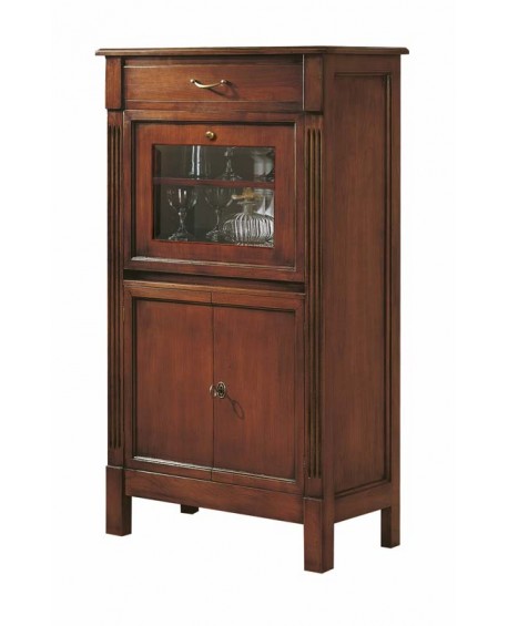 MOBILE BAR IN CILIEGIO CON RIB. ANTA VETRO L.73 H.129 P.38