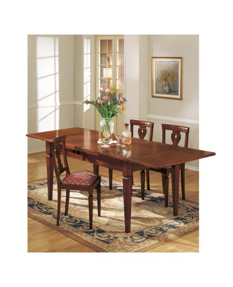 TAVOLO QUADR. ALL. 100X100 NOCE CON GRECA E 2 ALL. DA 40 CM G.SPILLO